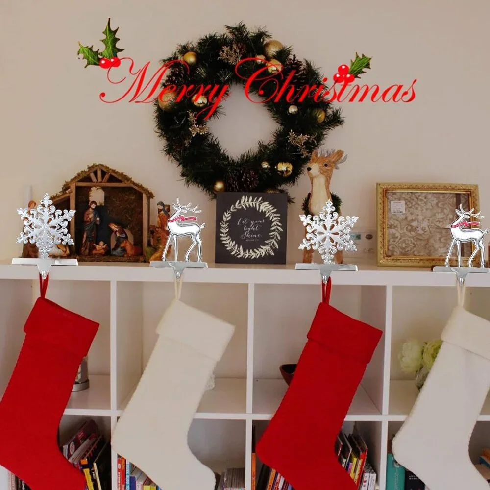 Weighted Christmas Stocking Holders Set of 2 - Stylish Mantel Décor Pieces